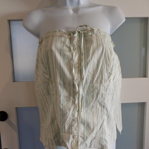 B. Moss Button Down Front W/Front Tie Halter Top Size L Women's NWOT - Picture 1 of 3